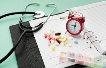 person managing chronic condition through medication and healthy lifestyle