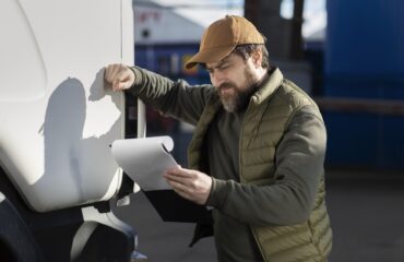 Medium short man reading a DOT physical exam